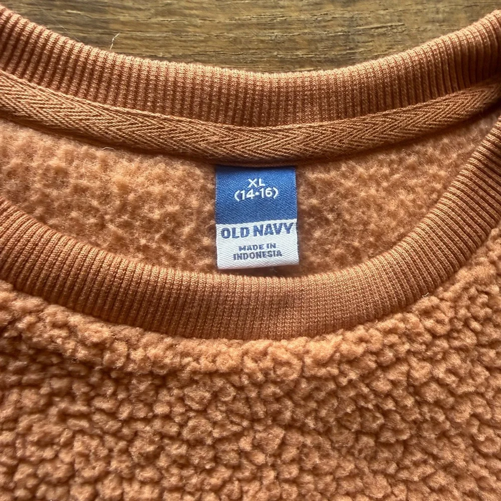 Old Navy Men's Rust Brown Sherpa Crewneck Sweater